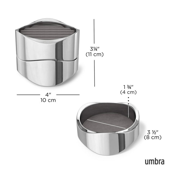Organizator pentru Bijuterii Wavy 10x8x10 cm, Catifea Cromat - Umbra [6]