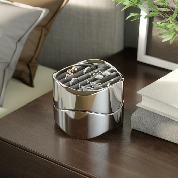 Organizator pentru Bijuterii Wavy 10x8x10 cm, Catifea Cromat - Umbra [7]