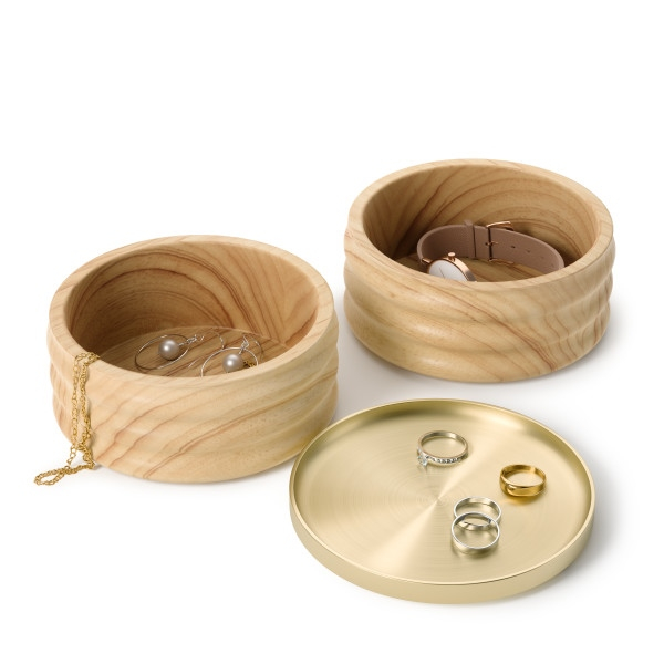 Organizer de Bijuterii Tesora 13x12x13 cm, Lemn Natural Auriu - Umbra [5]