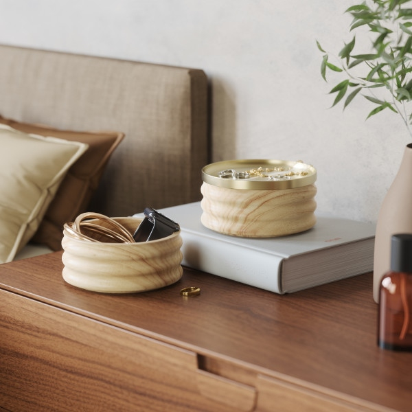 Organizer de Bijuterii Tesora 13x12x13 cm, Lemn Natural Auriu - Umbra [6]