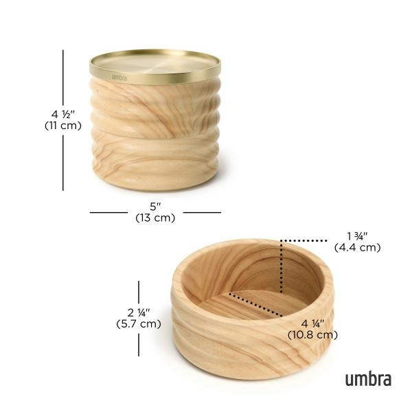 Organizer de Bijuterii Tesora 13x12x13 cm, Lemn Natural Auriu - Umbra [8]