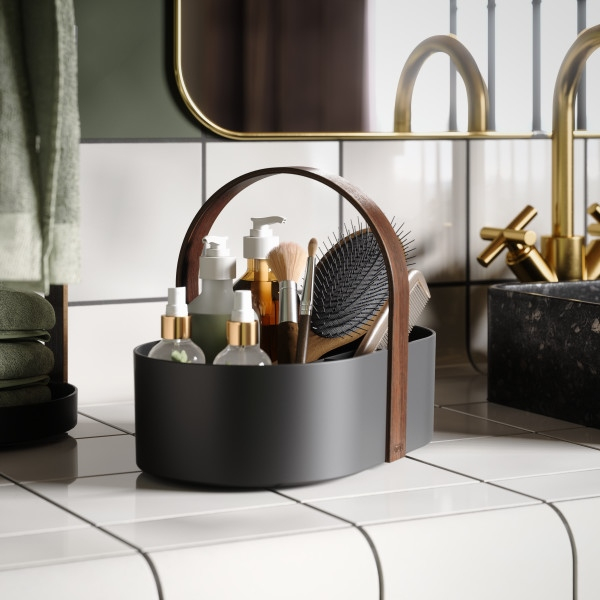 Organizer pentru Cosmetice Bellwood 30x20x23 cm, Plastic Reciclat și Lemn Negru - Umbra [6]