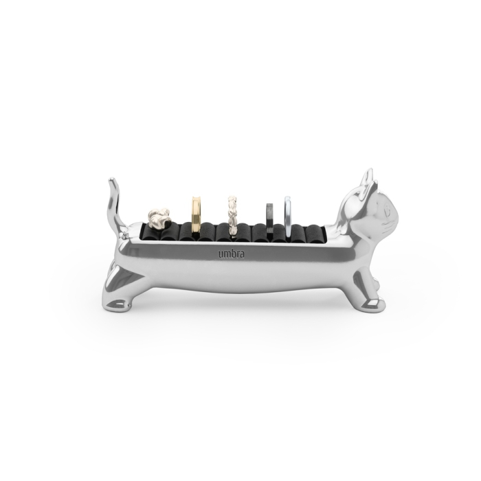 Organizer pentru Inele Ali Cat 12x4x5 cm, Metal Turnat Crom Lustruit - Umbra [5]