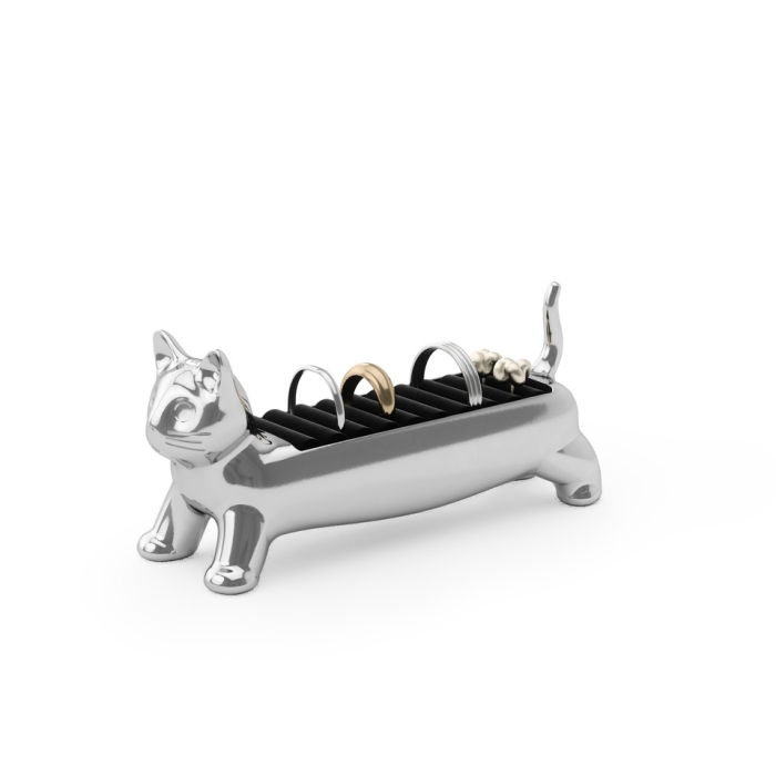 Organizer pentru Inele Ali Cat 12x4x5 cm, Metal Turnat Crom Lustruit - Umbra [2]