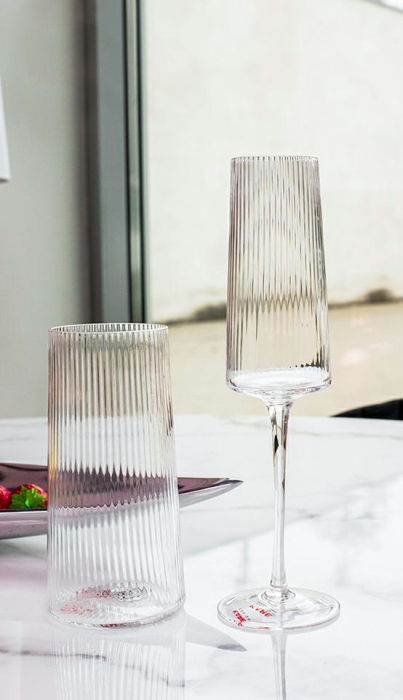 Pahar de Șampanie Riffle 215 7x7x25 cm, Sticlă Transparent - Kare Design [6]
