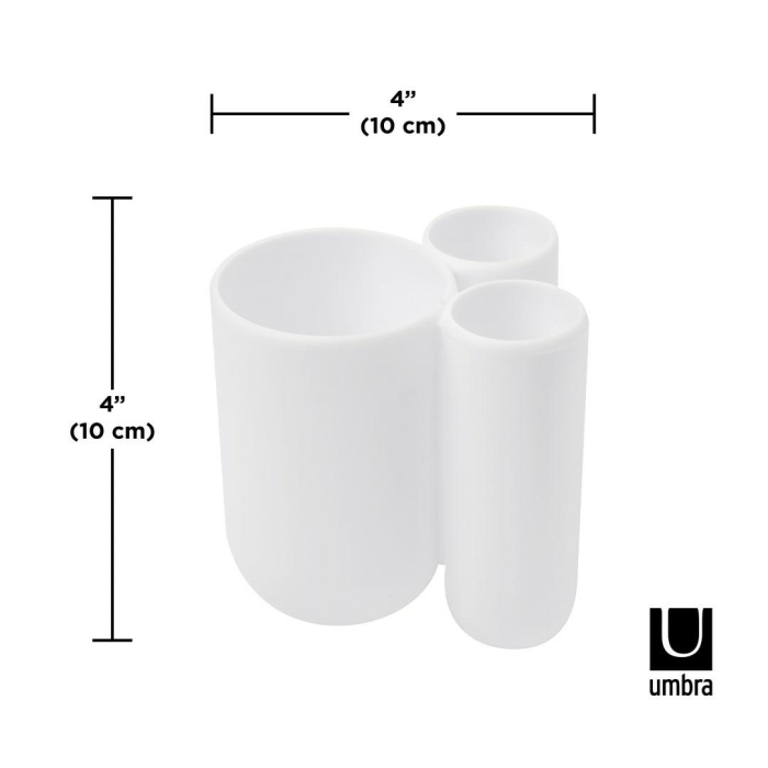 Pahar pentru Periuțe de Dinți Touch 8x9x10 cm, Plastic Alb Mat - Umbra [5]