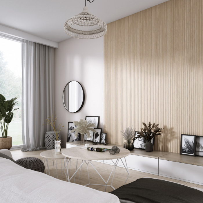 Panou riflat 3D Onda, Stejar Natural, 270x11.2cm, Lamelio [1]