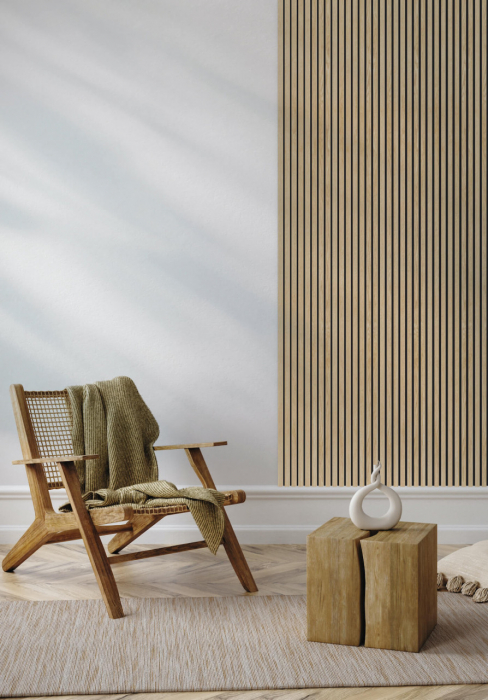 Panou riflat MDF, Light Oak, fonoabsorbant, 270x28cm, Lamelio [1]