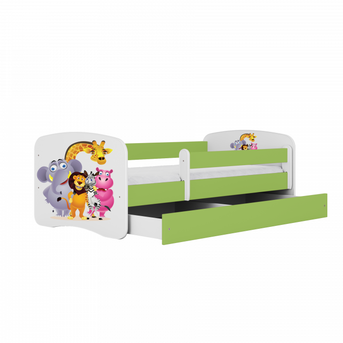 Pat copii cu desen animalute Babydream 140/160/180 cm cu sertar, MDF diverse culori [1]