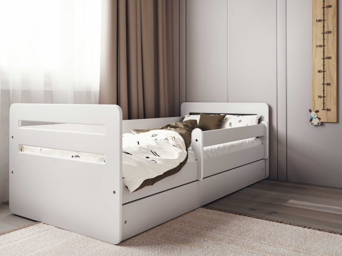 Pat copii Tomi 140/160/180x90 cm cu sertar si slatea, MDF diverse culori [4]