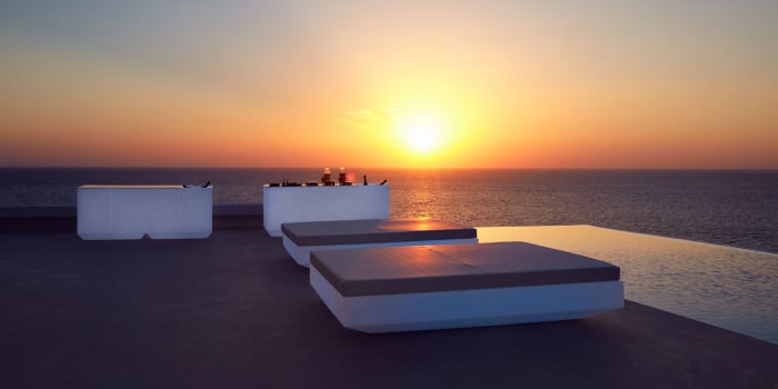 Pat sezlong premium pentru piscina/gradina Vela Basic 200x180 cm tapitat, iluminare LED optionala, 54107 - Vondom [4]