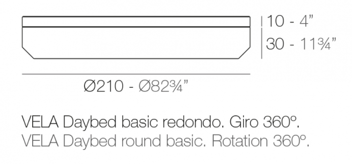 Pat sezlong rotund pentru piscina/gradina Vela Round Basic Ø210 cm cu iluminare LED optionala, 54108 - Vondom [2]