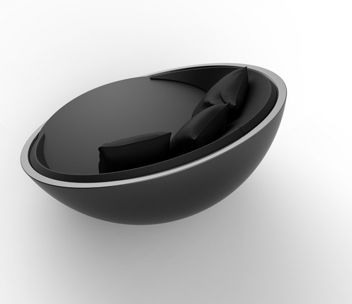 Pat sezlong rotund tapitat pentru gradina/piscina Ulm 211x198 cm, iluminare LED, design modern premium, 54139 - Vondom [2]