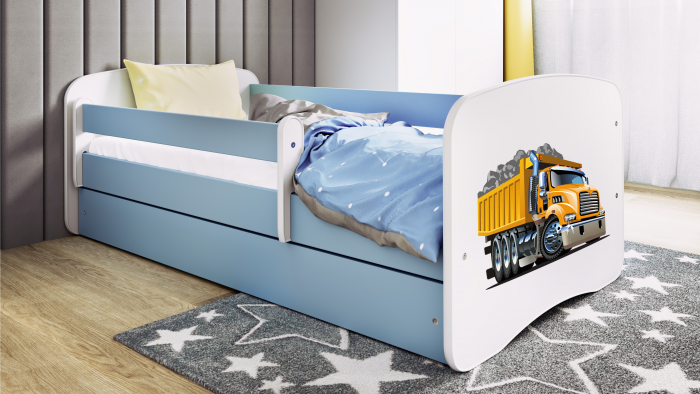 Patut baieti cu desen camion Babydream 140/160/180 cm, MDF diverse culori [5]