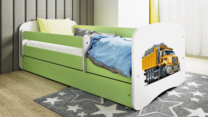 Patut baieti cu desen camion Babydream 140/160/180 cm, MDF diverse culori [4]