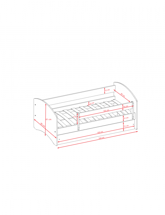 Patut baieti cu desen camion Babydream 140/160/180 cm, MDF diverse culori [6]
