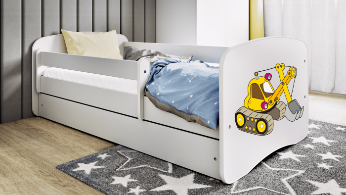 Patut baieti cu desen excavator Babydream 140/160/180 cm, MDF diverse culori [4]