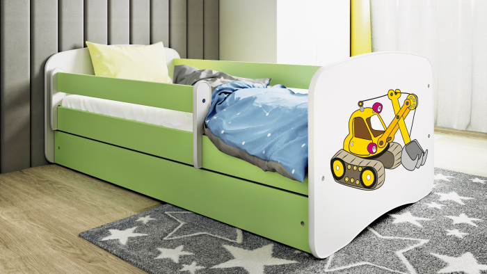 Patut baieti cu desen excavator Babydream 140/160/180 cm, MDF diverse culori [4]