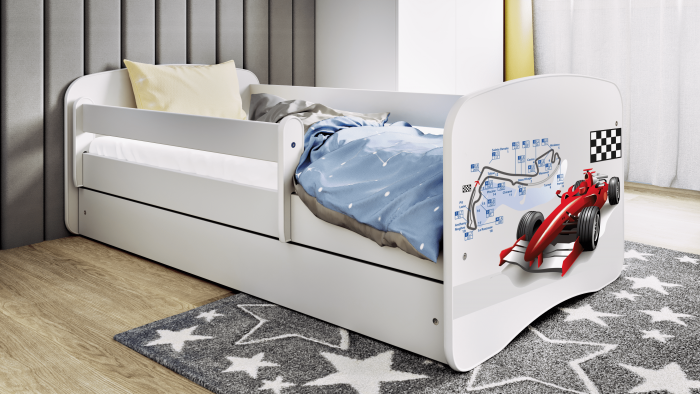 Patut baieti cu desen formula 1 Babydream 140/160/180 cm, MDF diverse culori [3]