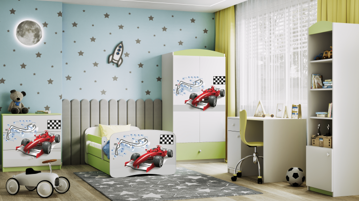 Patut baieti cu desen formula 1 Babydream 140/160/180 cm, MDF diverse culori [5]