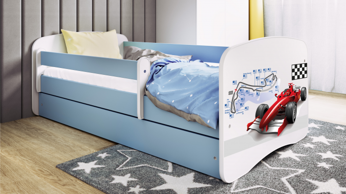 Patut baieti cu desen formula 1 Babydream 140/160/180 cm, MDF diverse culori [4]