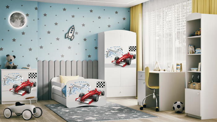 Patut baieti cu desen formula 1 Babydream 140/160/180 cm, MDF diverse culori [4]