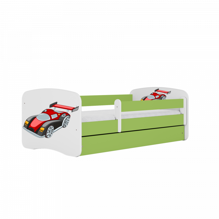 Patut baieti cu desen masina Babydream si saltea, 140/160/180 cm, MDF diverse culori [3]