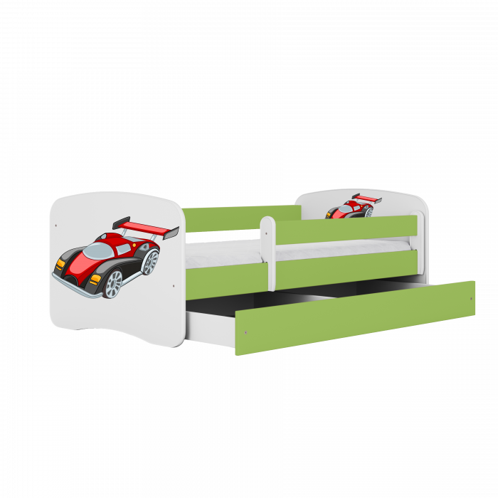 Patut baieti cu desen masina Babydream si saltea, 140/160/180 cm, MDF diverse culori [4]