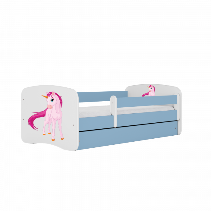 Patut fetite cu desen unicorn Babydream 140/160/180 cm, MDF diverse culori, sertar [2]