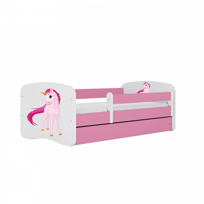 Patut fetite cu desen unicorn Babydream 140/160/180 cm, MDF diverse culori, sertar [2]