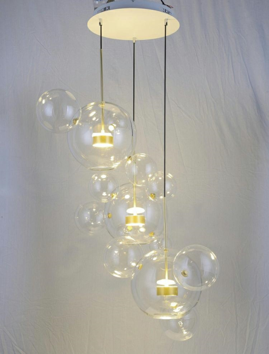Pendul Capri Disc 3 80x80x273 cm, Sticlă și Aluminiu Anodizat Auriu - Moosee [4]