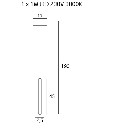 Pendul cilindric diverse finisaje iluminare LED Tonia Ø 2,5 cm, metal/acril, inaltime reglabila, P0171 - Maxlight [2]