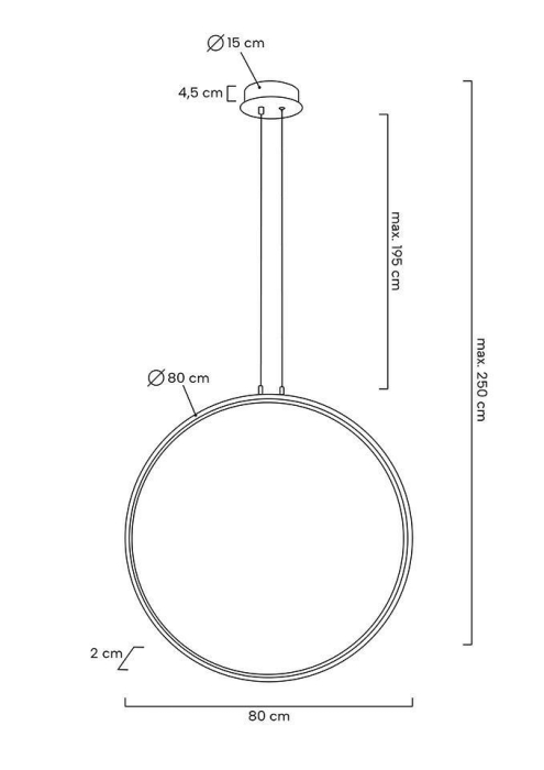 Pendul Circulo 80x15x250 cm, Metal și Aluminiu Negru - Moosee [7]