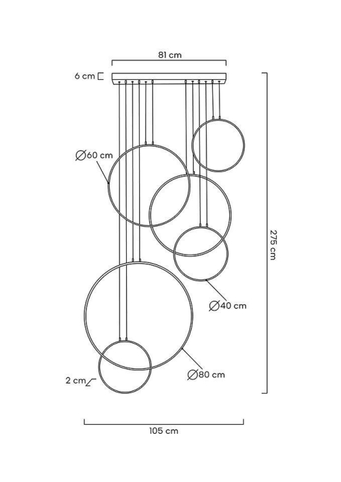 Pendul Circulo Six 105x8x275 cm, Metal și Aluminiu Negru - Moosee [10]