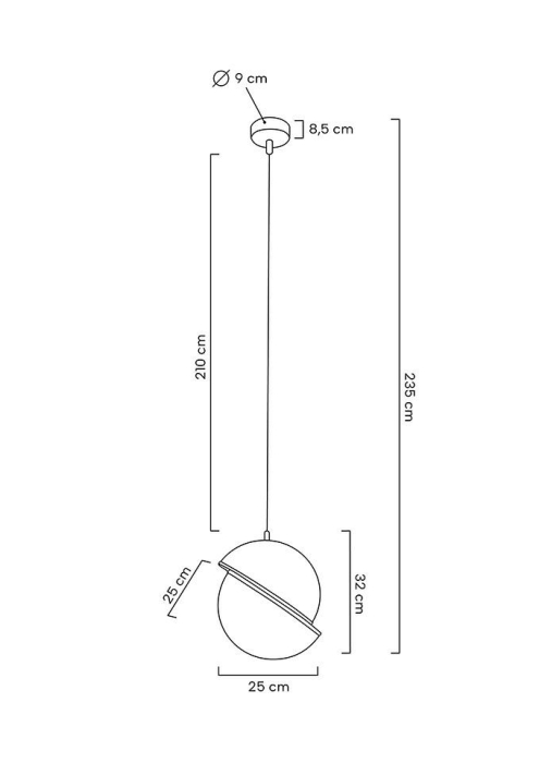 Pendul Globe 25x25x235 cm, Metal Auriu Periat - Moosee [11]