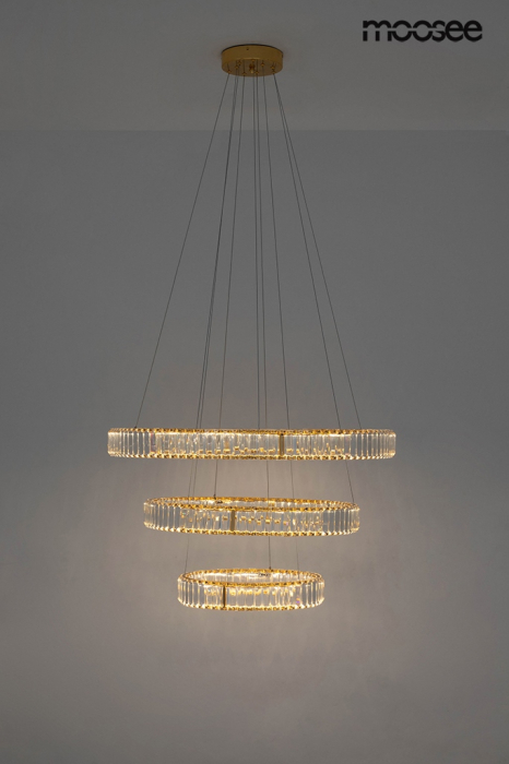 Pendul Liberty Triples 81,5x81,5x262 cm, Sticlă Cristalină Auriu - Moosee [13]