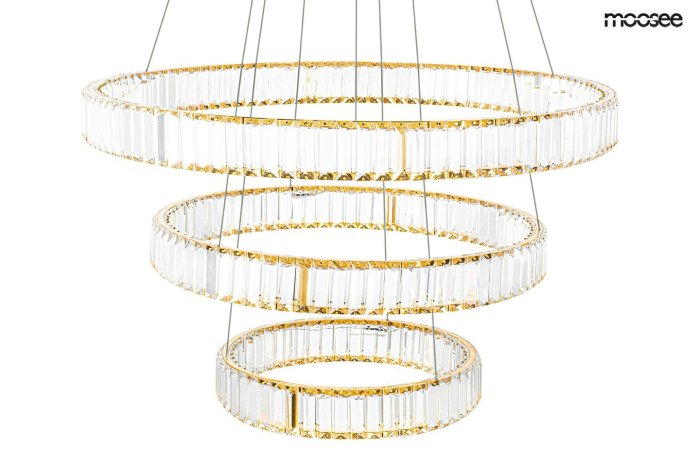 Pendul Liberty Triples 81,5x81,5x262 cm, Sticlă Cristalină Auriu - Moosee [3]
