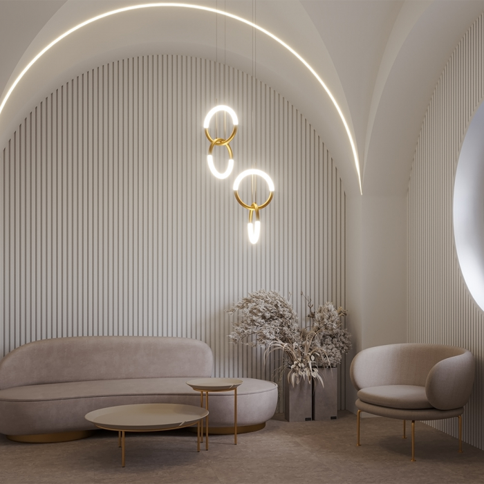 Pendul LED Node MOD165PL-L18G3K, 18W, 1200lm, lumina calda, IP20, auriu+alb, Maytoni [2]