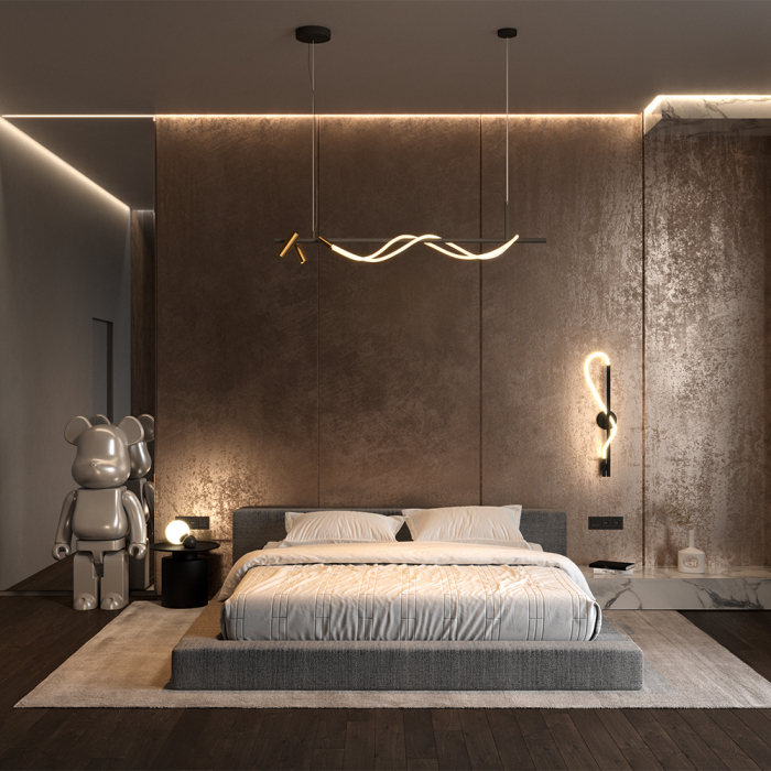 Lustra LED Tau MOD166PL-L30GB3K, 42W, 1500lm, lumina calda, IP20, neagra+aurie, Maytoni [2]