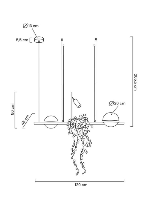 Pendul Plant 120x45x205,5 cm, Negru - Moosee [17]