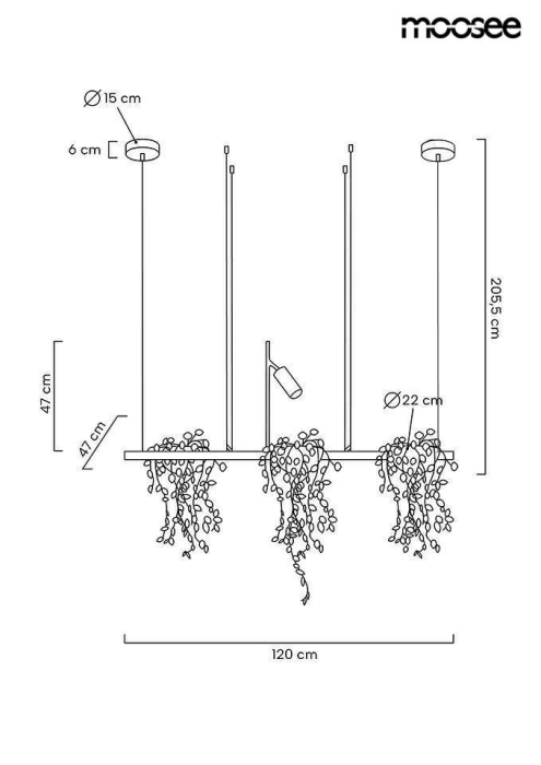Pendul Plant Line 120x47x205,5 cm, Oțel Negru - Moosee [11]