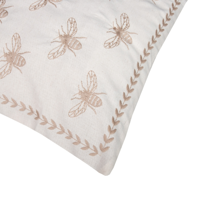 Pernă Decorativă Bees 44x14x44 cm, Țesătură din Pânză Bej - SHP [2]