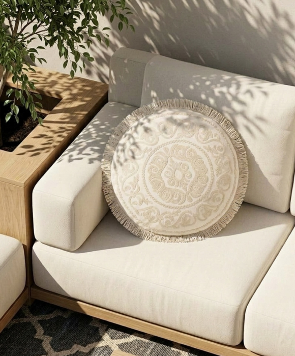 Pernă Decorativă Moon 40x14x40 cm, Țesătură Bej - SHP [3]
