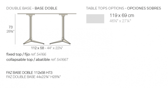 Picioare masa exterior Faz 3 din aluminiu, baza fixa/cu atas pliabil, diverse finisaje, 54166 - Vondom [3]