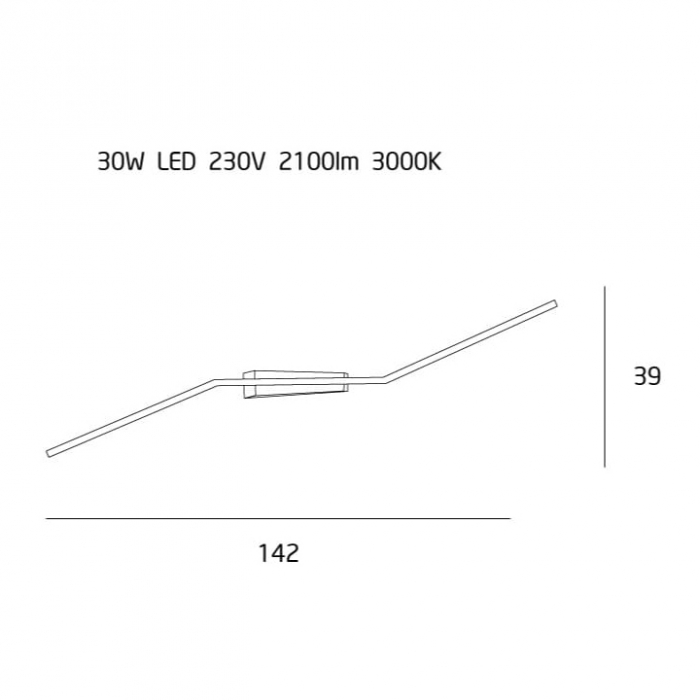 Plafoniare alba iluminare LED linie franta Aleksi 142x39x23 cm metal/acril, C0166 - Maxlight [2]