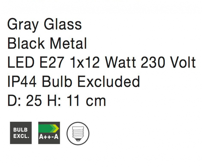 Plafoniera fumurie/transparenta/alba Rukmi, abajur sticla, baza metal, 838122 - Novaluce [11]