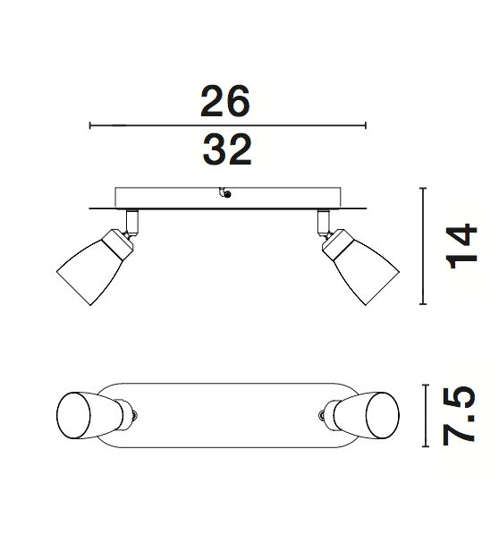 Plafoniera alba cu 2 spoturi LED Leila, din metal, 668002 - Novaluce [3]