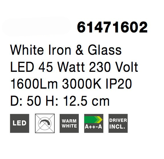Plafoniera alba LED ondulata Balas Ø40/50/75 cm, fier si sticla, design modern, 61471601 - Novaluce [8]