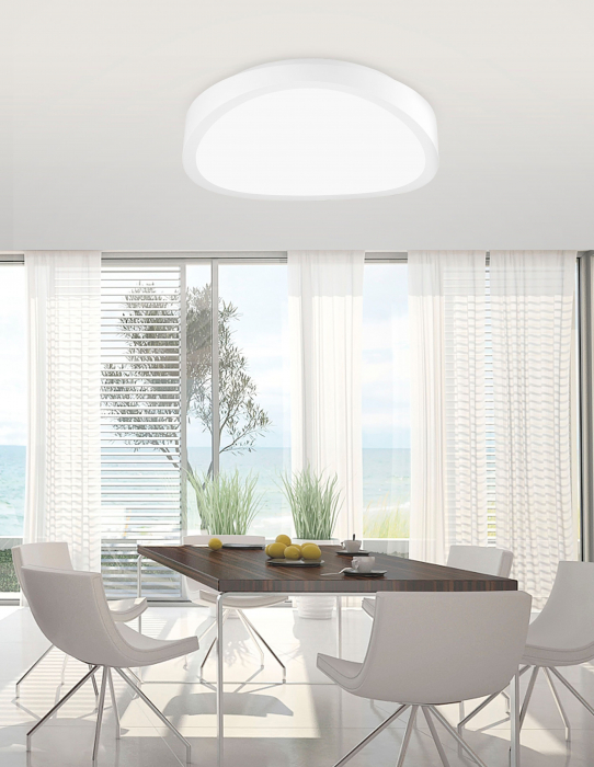 Plafoniera alba LED ondulata Balas Ø40/50/75 cm, fier si sticla, design modern, 61471601 - Novaluce [10]