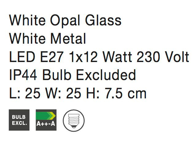 Plafoniera alba patrata Raja, abajur de sticla, baza metal, 6110042 - Novaluce [4]